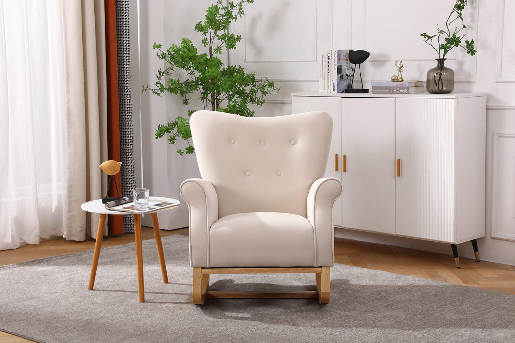 Baby Room High Back Rocking Chair Nursery Chair , Comfortable Rocker Fabric Padded Seat ,Modern High Back Armchair - DTYStore