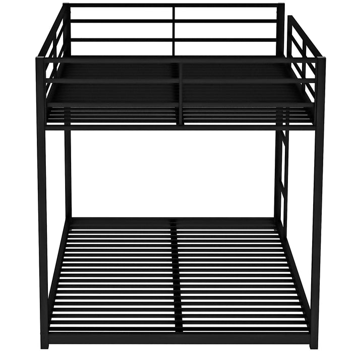 Full over Full Metal Bunk Bed, Low Bunk Bed with Ladder, Black - DTYStore