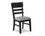 2pc Black Finish Side Chair Gray Fabric Upholstery Seat Ladder Back Contemporary Transitional Style Dining Room Wooden Furniture - DTYStore