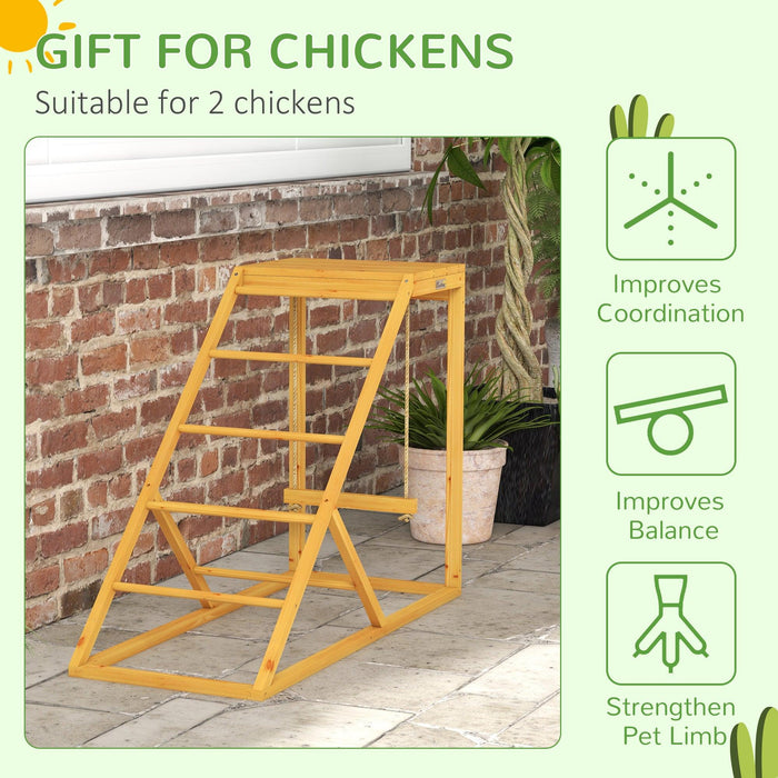 Chicken Activity Play for Healthy & Happy Animals, Swing Set with Chicken Perches & Hen Ladder, Chicken Coop Toy, Yellow - DTYStore