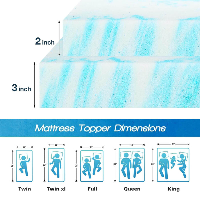 Memory Foam Cooling Gel Swirl Infused Bed Topper for Back Pain,3 Inches,King - DTYStore