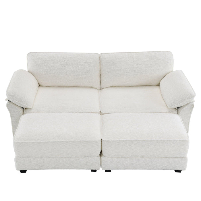 Free Combination Modular Convertible Sectional Sofa Bed Set, 4 Seat Upholstered Sleeper Corner Couch, Deep-Seat Loveseat with Ottoman for Living Room, Office, Apartment,2 Colors - DTYStore