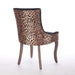 Furniture,Ultra Side Dining Chair, Thickened fabric chairs with neutrally toned solid wood legs, Bronze nail head, Set of 2,Leopard Print - DTYStore