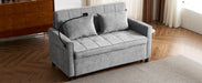 56.9" Loveseat Sofa Pull-out Sofa Bed Sleeper Sofa with a Reversible Backrest Cushion, Side Pockets, Two USB Ports and a Phone Holder for Living Room, Grey - DTYStore