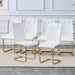 Modern dining chairs, dining room chairs, and golden leg cushioned chairs made of artificial leather, suitable for kitchens, living rooms, bedrooms, and offices. Set of 6 pieces (white+PU )C-001 - DTYStore