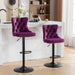 Swivel Velvet Barstools Adjusatble Seat Height from 25-33 Inch,17.7inch base, Modern Upholstered Bar Stools with Backs Comfortable Tufted for Home Pub and Kitchen Island,Purple,Set of 2,SW1812PP - DTYStore