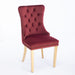 Nikki Collection Modern, High-end Tufted Solid Wood Contemporary Velvet Upholstered Dining Chair with Golden Stainless Steel Plating Legs,Nailhead Trim,Set of 2,Wine Red and Gold, SW1601WR,Burgundy - DTYStore