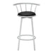 Barstool, Set Of 2, Swivel, Bar Height, Grey Metal, Black Leather Look, Contemporary, Modern - DTYStore