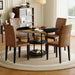 Table and chair set.A 47.3-inch diameter modern spliced color circular dining table - double-layer storage.Paired With 4 brown technology fabric dining chairs, simple and versatile, comfortable. - DTYStore
