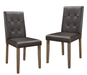 Side Chairs 2pc Set Walnut Brown Finish Wood Frame Faux Leather Back and Seat - DTYStore