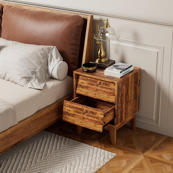 Mid Century Modern Nightstands with Vintage-style Bevel Design, Made of MDF, 2 Set - DTYStore
