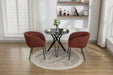 040-Set of 2 Boucle Fabric Dining Chairs With Black Metal Legs,Wine Red - DTYStore