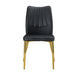 Four black dining chairs. A medieval modern chair made of PU material with soft cushions, equipped with golden metal legs. Suitable for restaurants and living rooms - DTYStore