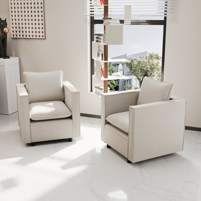 Decorative chairs, comfortable single sofa chairs in beige, soft and breathable seat cushions, soft cushioned armchairs, modern and comfortable sofa chairs in bedrooms/corners/reading rooms