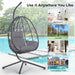 Egg Chair with Stand Indoor Outdoor Swing Chair Patio Wicker Hanging Egg Chair Hanging Basket Chair Hammock Chair with Stand for Bedroom Living Room Balcony - DTYStore