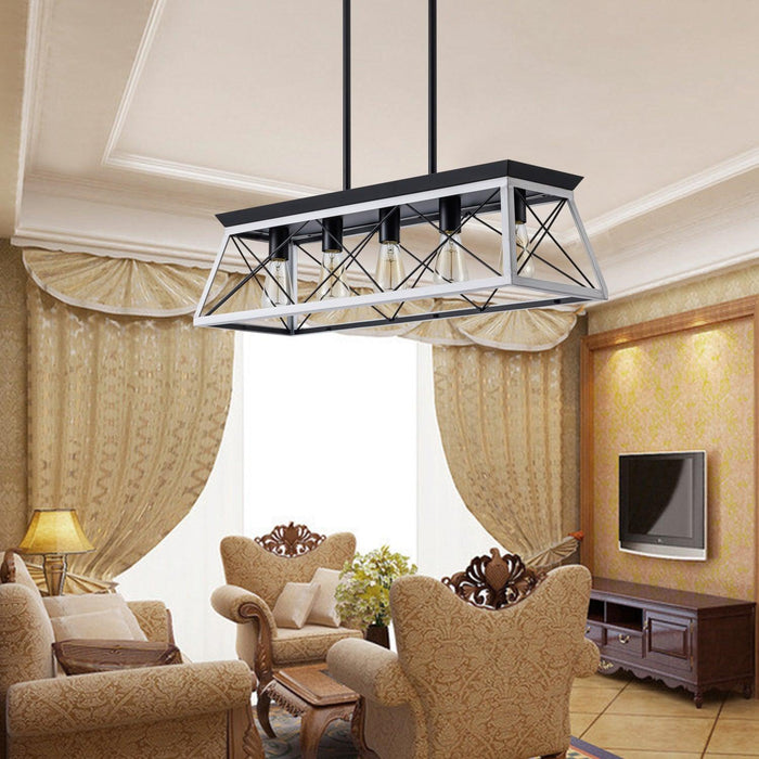 5-Light Farmhouse Chandeliers For Dining Room white(No Bulbs) - DTYStore