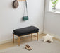 End of Bed Bench with Shelf, Linen Upholstered Storage Shoe Bench, Modern Bedroom Bench with Metal Legs for Living Room, Entryway, Dining Room, 300 LB, Linen Color(Black) - DTYStore