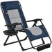 Outsunny Foldable Outdoor Lounge Chair with Footrest, Oversized Padded Zero Gravity Lounge Chair with Headrest, Side Tray, Cup Holders, Armrests for Camping, Lawn, Garden, Blue - DTYStore