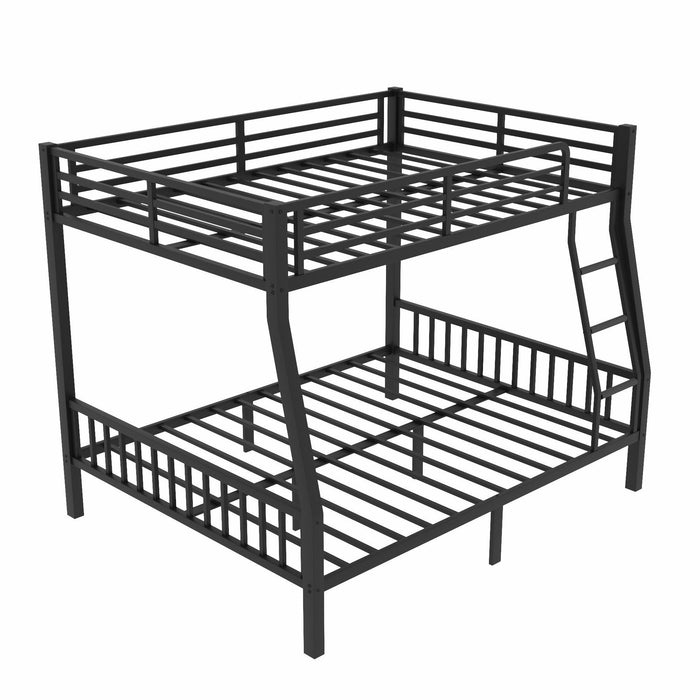 Full XL Over Queen Metal Bunk Bed with Ladder and Slats Support for Adults Teens, Black - DTYStore
