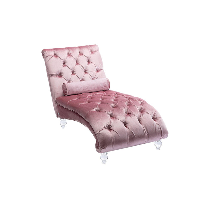 COOMORE Velvet Chaise Lounge Indoor,Button-Tufted Upholstered Chaise Lounge Chair with Pillow for Bedroom Living Room Office (Pink Velvet) - DTYStore