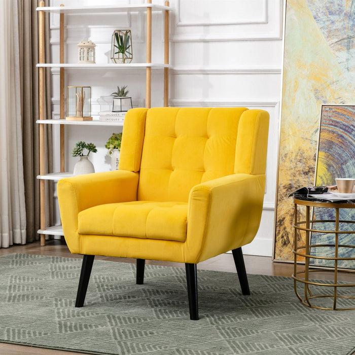 Modern Soft Velvet Material Ergonomics Accent Chair Living Room Chair Bedroom Chair Home Chair With Black Legs For Indoor Home - DTYStore