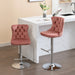 Swivel Velvet Barstools Adjusatble Seat Height from 25-33 Inch, Modern Upholstered Chrome base Bar Stools with Backs Comfortable Tufted for Home Pub and Kitchen Island, Pink,Set of 2,1712PK - DTYStore