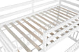 Twin Over Twin Floor Bunk Bed with Slide, Ladder, Door, Safety Guardrails, Solid Pine Wood Bunk Bed ,White