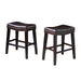 26' Contemporary Upholstered Saddle Counter Stool with Nailhead Trim (Set of 2), Dark Brown - DTYStore
