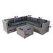 6 Pieces PE Rattan sectional Outdoor Furniture Cushioned Sofa set Grey Wicker, Dark Grey Cushion - DTYStore