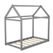 Twin Size Wooden House Bed, Gray - DTYStore