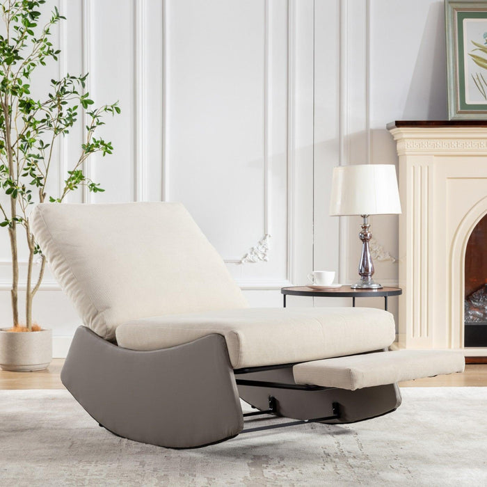 Modern Rocking Chair Recliner, Comfy Rocker Nursery Chair with Footrest, Accent Reading Chair, Upholstered Lounge Chair for Relaxing, Resting,Soft Padded Rocker for Indoor Living Room Bedroom,Gray - DTYStore