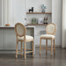 Solid Wood Bar stools Set of 2, Classic French Country Wooden Barstools with Upholstered Seating - DTYStore