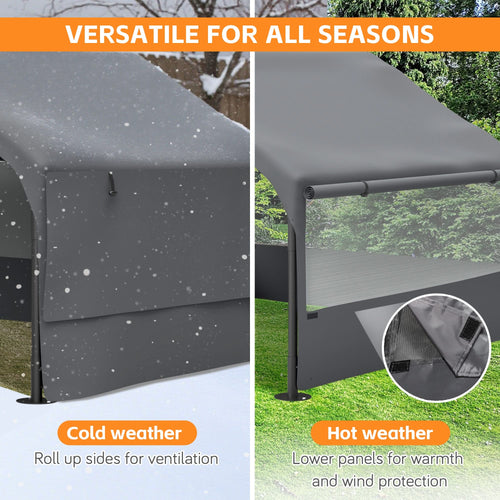 Extra Large Outdoor Dog House Tent with 3-Sided Mesh Windows, Breathable Sun Rain Cover Pet Shelter with Canopy and Ground Stakes for Dogs, Cats, Livestock – 4' x 4' x 3.3', Gray - Image 5