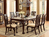 Elegant Design Traditional Side Chairs 2pc Set Dark Cherry Finish Brown Fabric Seats Dining Furniture - DTYStore
