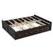 Wood Queen Size Platform Bed Frame with 6 Drawers, Espresso - DTYStore