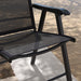 Outsunny Set of 4 Patio Folding Chairs, Stackable Outdoor Sling Patio Dining Chairs with Armrests for Lawn, Camping, Dining, Beach, Metal Frame, No Assembly, Black - DTYStore
