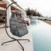 Swing Egg Chair with Stand Indoor Outdoor Wicker Rattan Patio Basket Hanging Chair with C Type bracket , with cushion and pillow,Patio Wicker folding Hanging Chair( Special construction cup holder - DTYStore