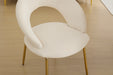 061-Set of 1 Velvet Fabric Dining Chairs With Curved Backrest and Golden Metal Legs for Kitchen or Dining Room ,White - DTYStore