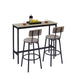 Bar Table Set with 2 Bar stools PU Soft seat with backrest, Grey, 43.31'' L x 15.75'' W x 35.43'' H. - DTYStore