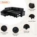 Sleeper Sectional Sofa, L-Shape Corner Couch Sofa-Bed with Storage Ottoman & Hidden Arm Storage & USB Charge for Living Room Apartment, Black - DTYStore