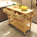 Kitchen Island & Kitchen Cart, Mobile Kitchen Island with Two Lockable Wheels, Rubber Wood Top, Simple Design & Natural Color Give More Imagination of Party Scene. - DTYStore