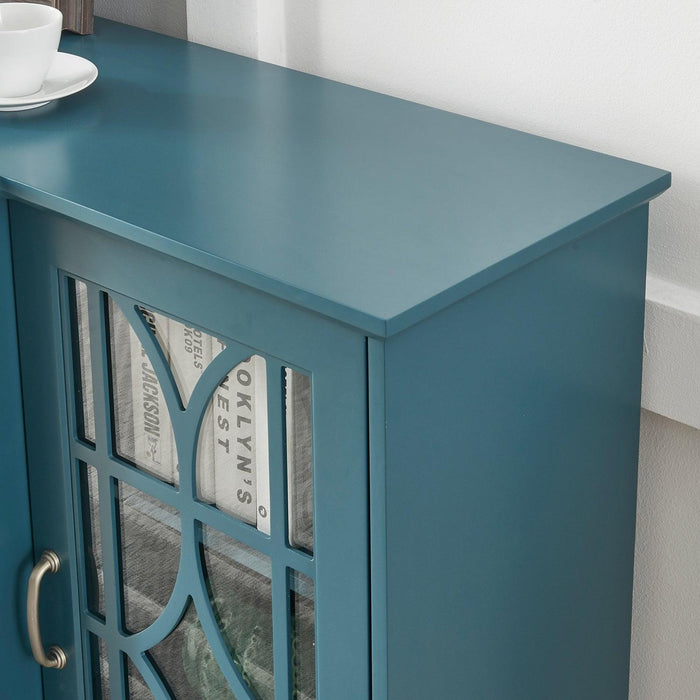 63" TV Stand, Sideboard Buffet ,Storage Cabinet, Teal Blue - DTYStore