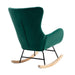 Velvet Fabric Padded Seat Rocking Chair with High Backrest and Armrests