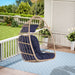 Outdoor Garden Rattan Egg Swing Chair Hanging Chair WOOD + DARK BLUE - DTYStore