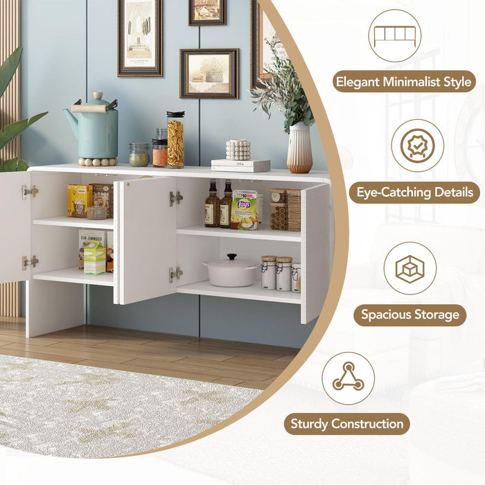 Minimalist Style 60"L Large Storage Space Sideboard with 4 Doors and Rebound Device for Living Room and Entryway