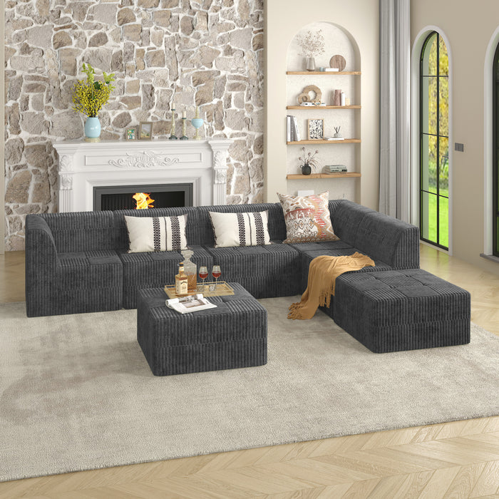 Single seat sofa Compressed Sectional Sofa Modern Minimalist Style Corduroy Couch, Sleeper Sofa for Living Room, Bedroom, Comfy Compressed Sofa Couch Space-Efficient Design-grey