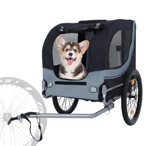 Large Folding Bike Trailer for Dogs – 66LB Capacity All-Terrain Pet Carrier, Durable Steel Frame for Cycling, Jogging, Camping & Outdoor Adventures, Black- Gray - Image 2