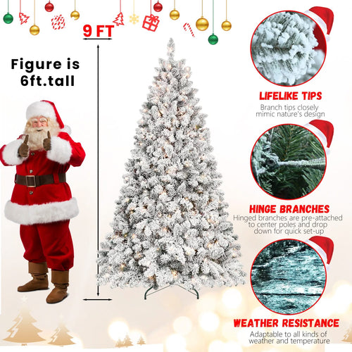 6FT Flocked Christmas Tree with 350 UL Lights and 35 Natural Pine Cones – Snowy PVC Tips, 888 Tips, Hinged Structure, Stable Metal Stand, Easy Setup - Image 17