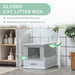 Fully Enclosed Cat Litter Box with Scoop, Hooded Cat Litter House with Drawer Type Tray, Foldable Smell Proof Cat Potty with Front Entry, Top Exit, Portable Pet Toilet with Large Space, Gray