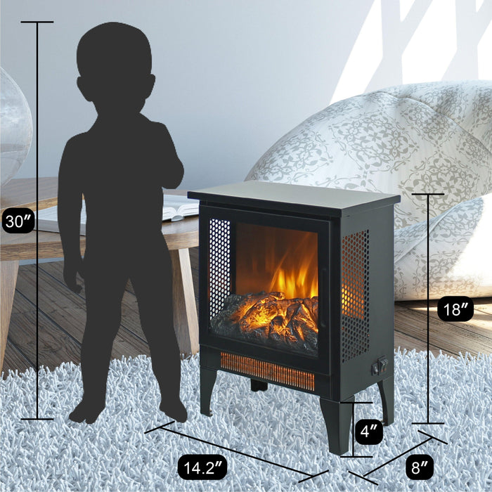 15 inch Freestanding Electric Fireplace Stove heater with 3D Flame effect - DTYStore